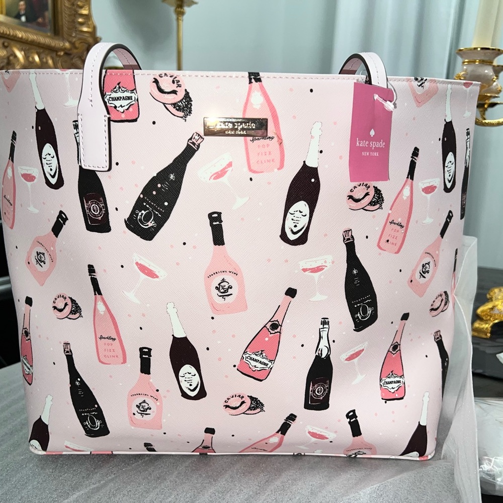 Kate Spade Shore Street Margareta Champagne Tote Bag w/ wristlet Pink Multi NWT